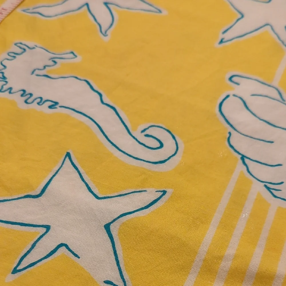 Vintage Christian Dior Marine Yellow, White And Aqua Blue Cotton Scarf 30